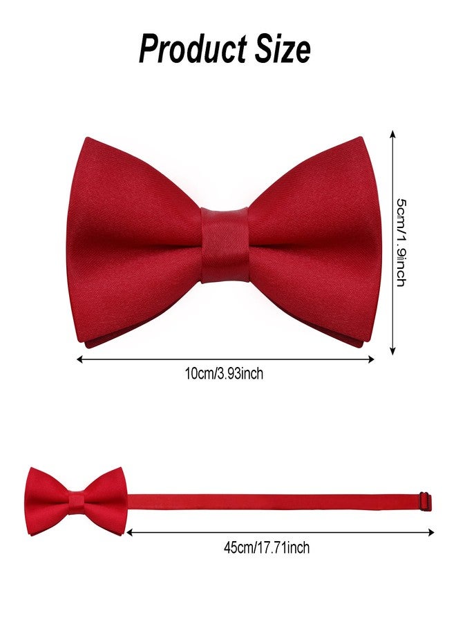 Bskifnn Kids Bow Ties Solid Color Satin Bow Tie for Child Boys Toddlers Wedding Party Dress up (Red, kids) - Image 2